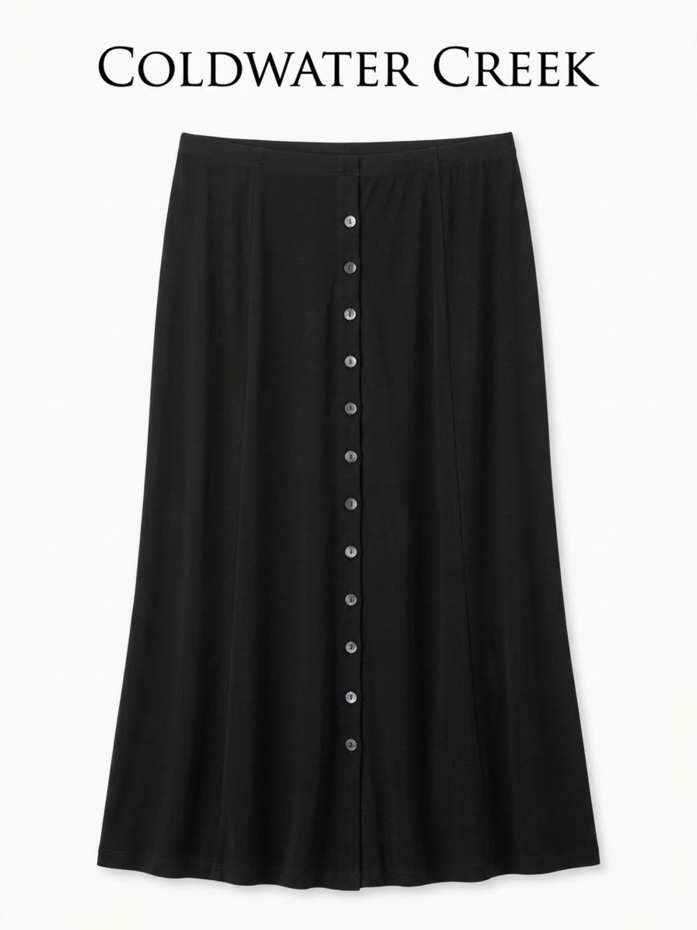 Coldwater Creek Women’s Black Button-Front A-Line Skirt Size 2X 0304
